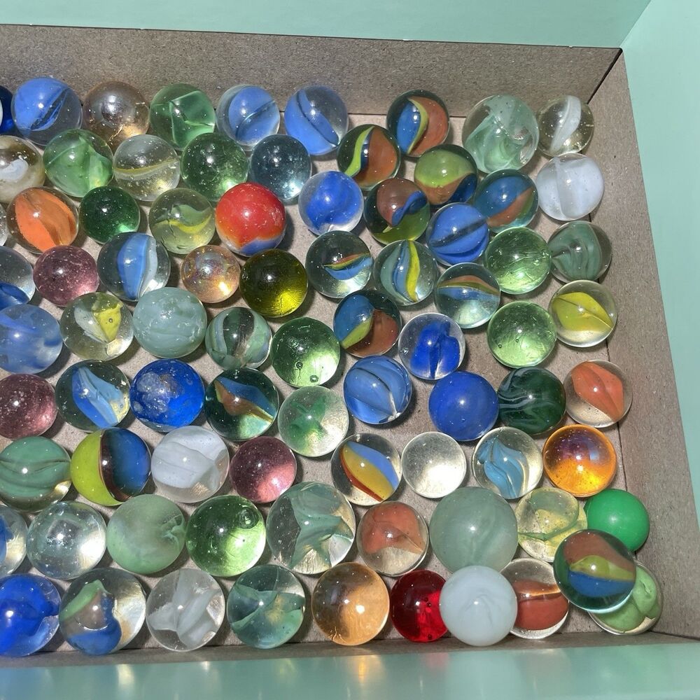 Vintage Glass Marbles Lot in Atlas Mason Jar Mixed Colors Swirls Bulk Common - Picture 13 of 14